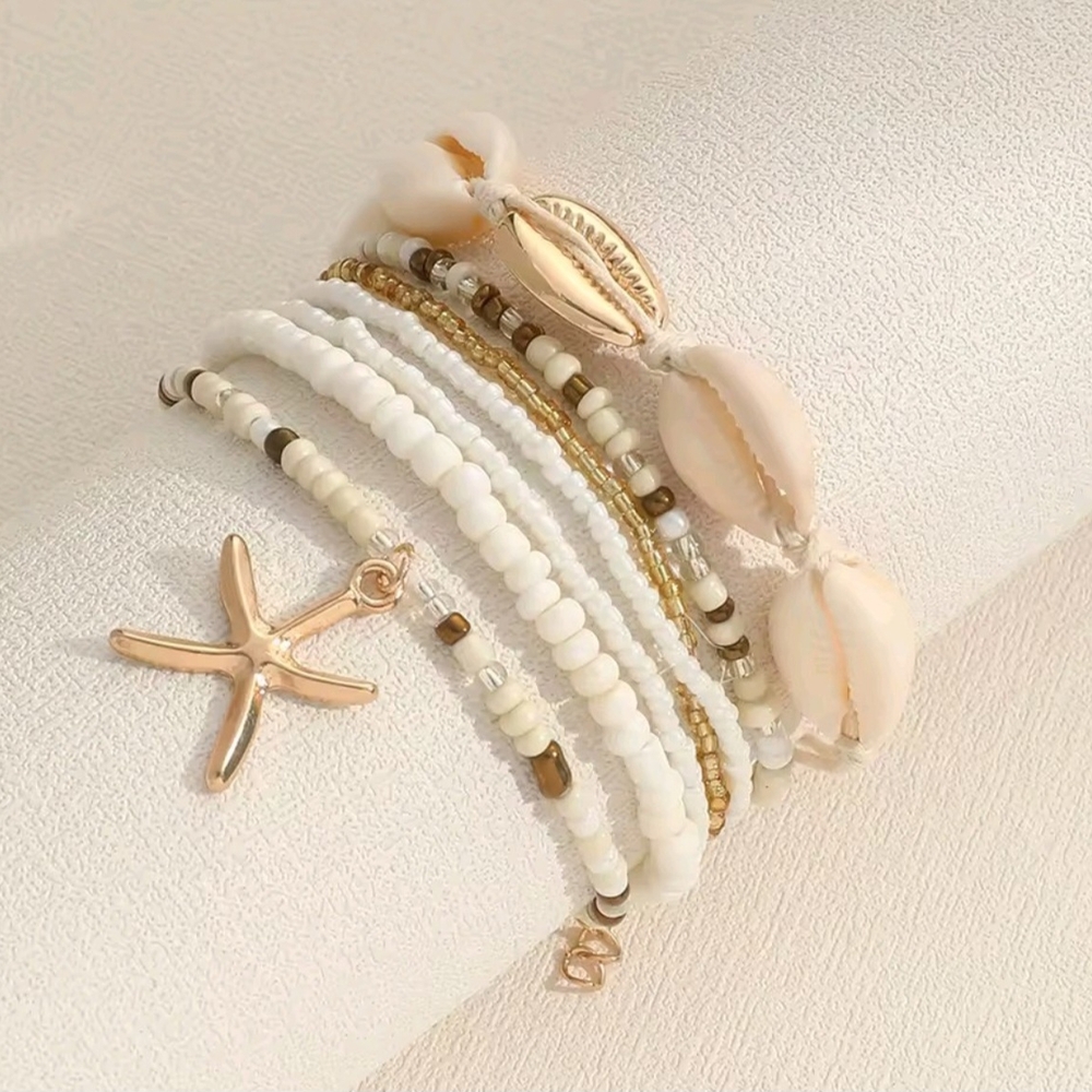 Elegant Shell and Bead Bracelet Set